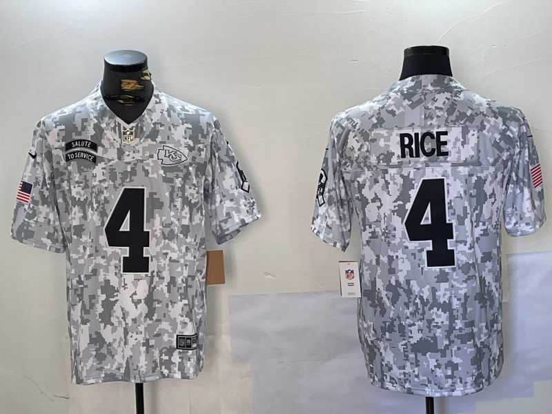 Mens Kansas City Chiefs #4 Rashee Rice Arctic Camo 2024 FUSE Salute to Service Limited Stitched Jersey Dzhi